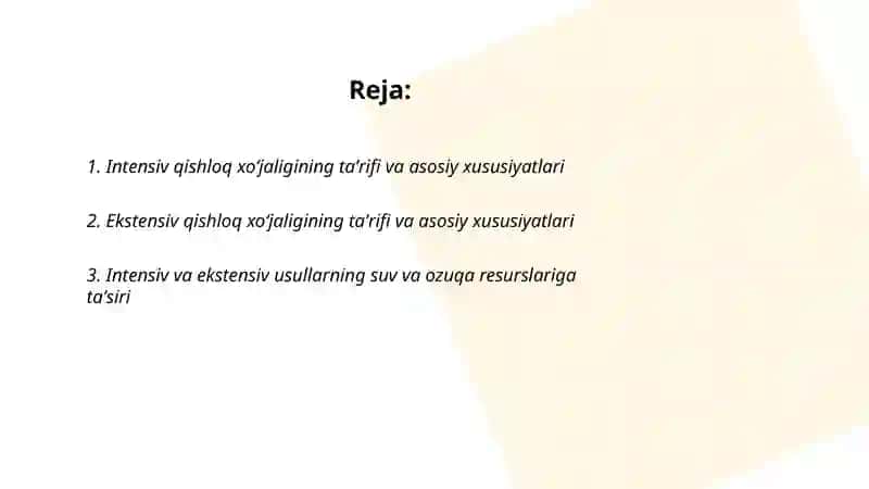 Intensiv va Ekstensiv qishloq xoʻjaligiga tavsif 2