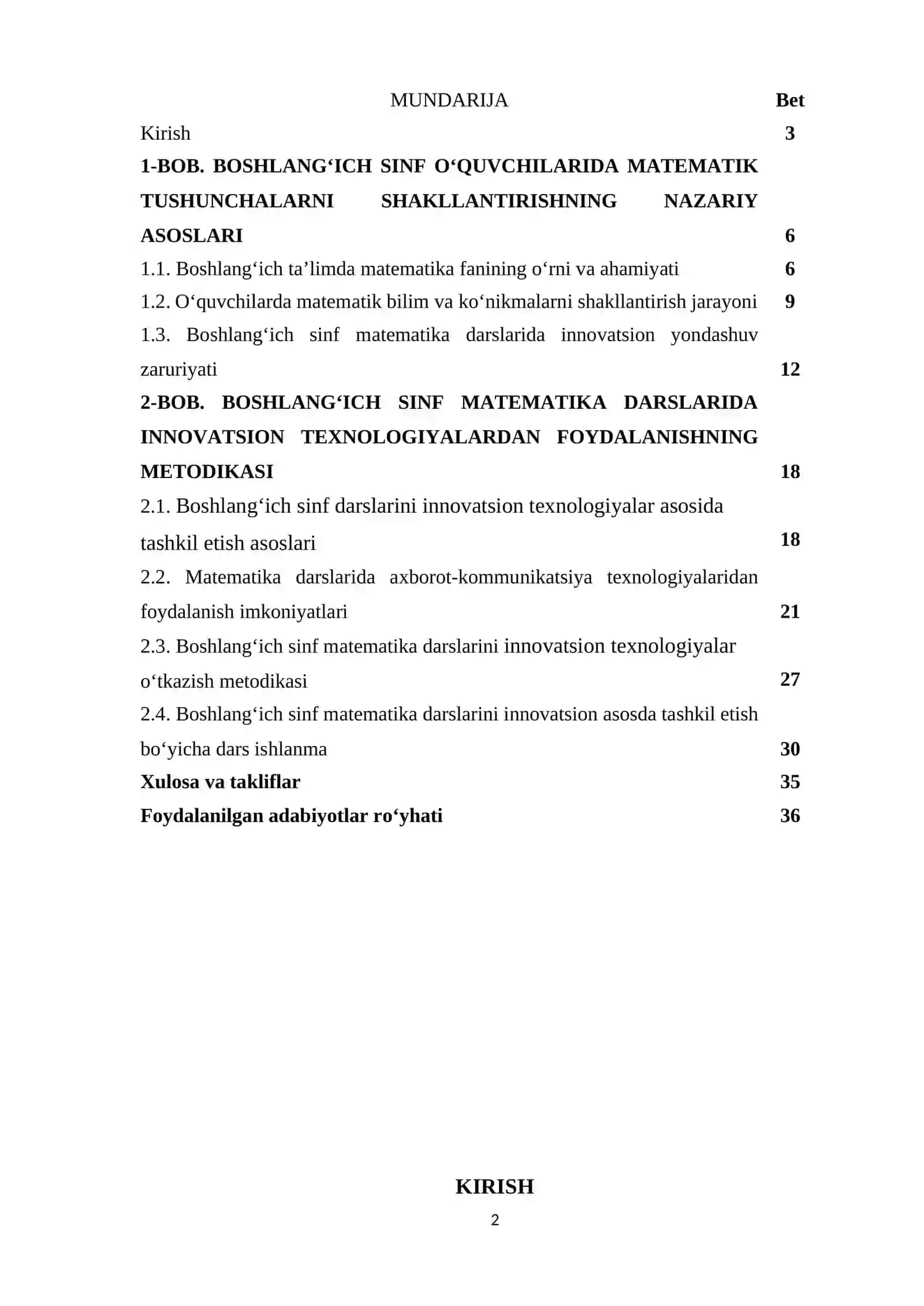 Boshlang’ich sinflarda matematika darslarini innovatsion texnologiyalar asosida tashkil etish(3-sinf misolida). 2