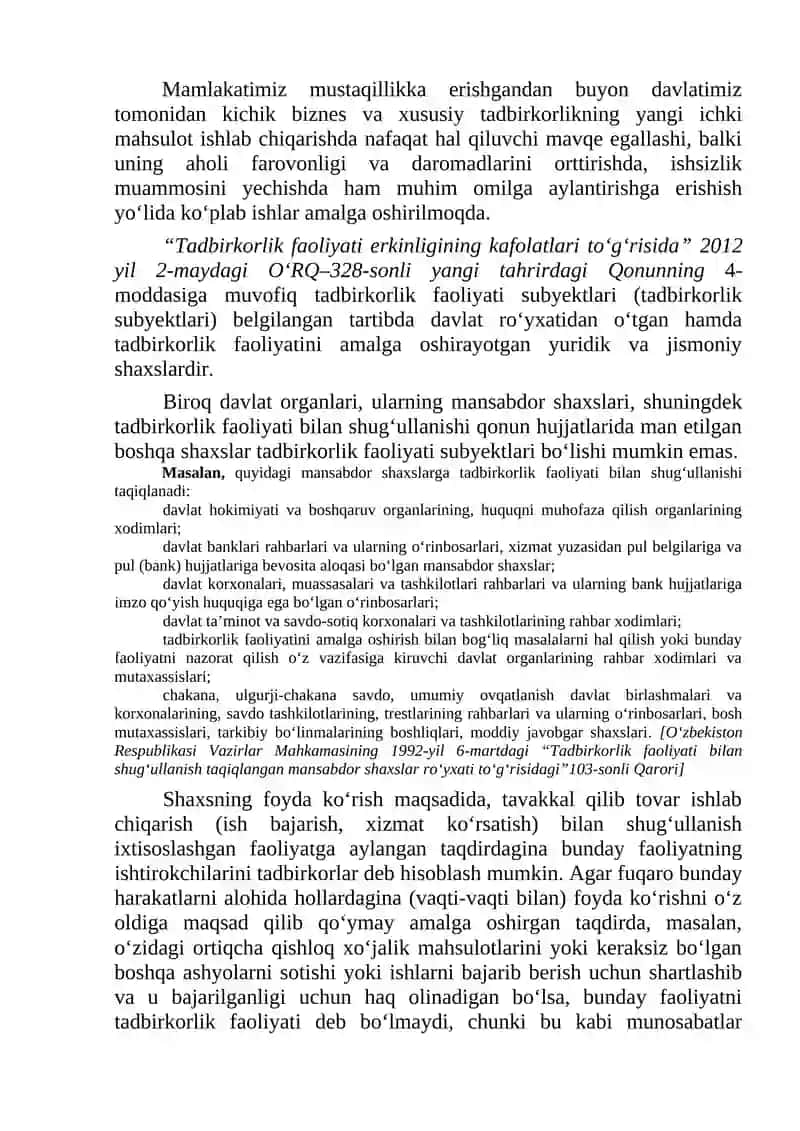 Tadbirkorlik faoliyati subyektlari 2