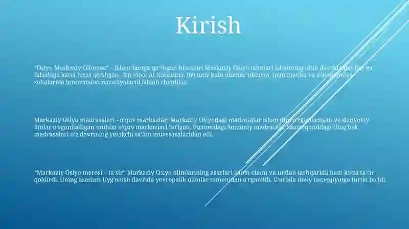 Markaziy Osiyo Allomalarining Islom Ilmlariga Qo'Shgan Xissasi Va Ularning Ahamiyati Esse Tayyorlash 2