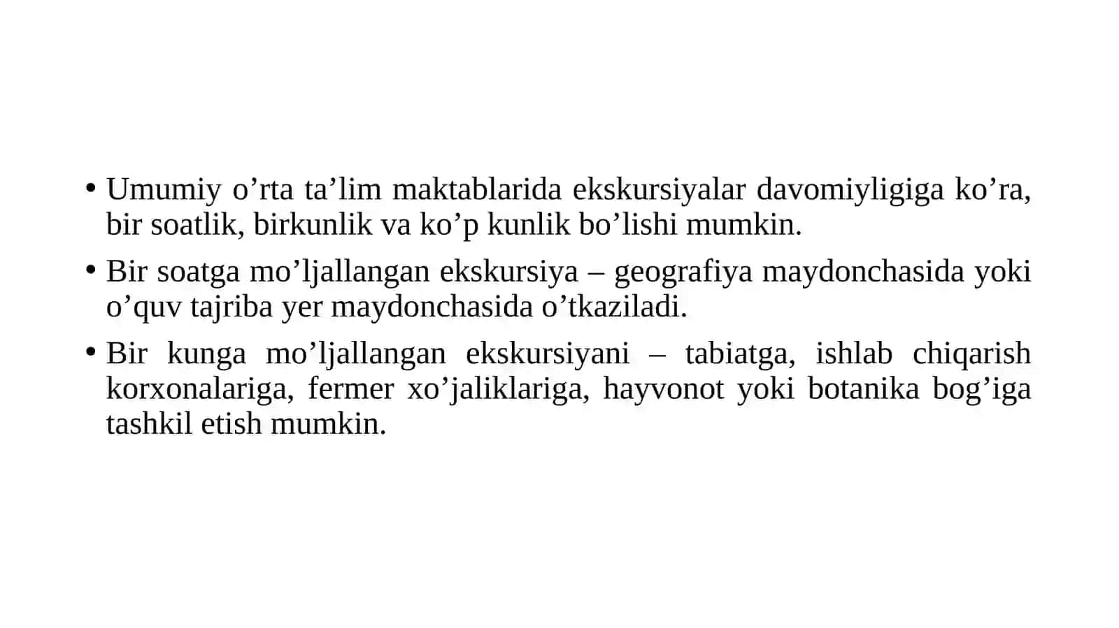 EKSKURSIYA DARSLARINI TASHKIL ETISH 2