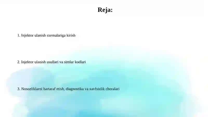 Injektorlar ulanish sxemasi 2