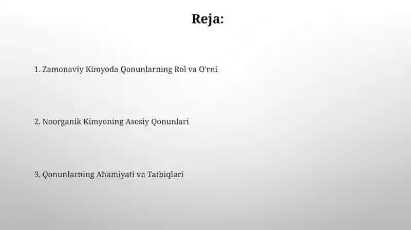 Anorganik kimyo faning asosiy qonunlari hamda ularning ahamiyati 2