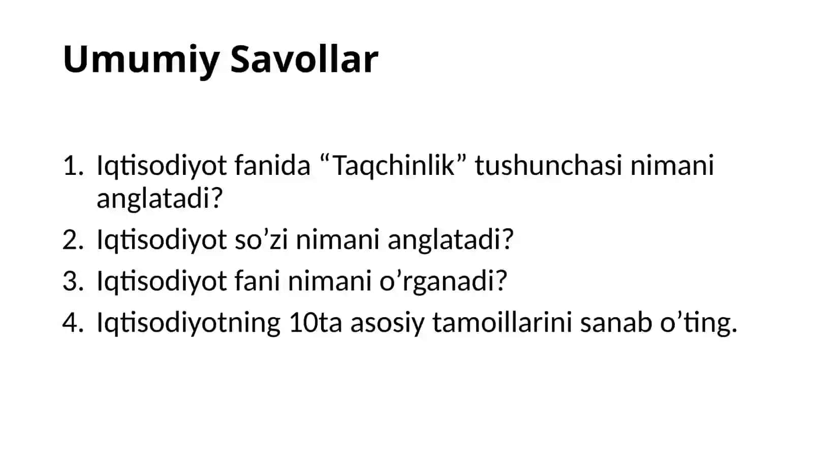 Amaliyot Iqtisodiyotning 10 tamoyili 2