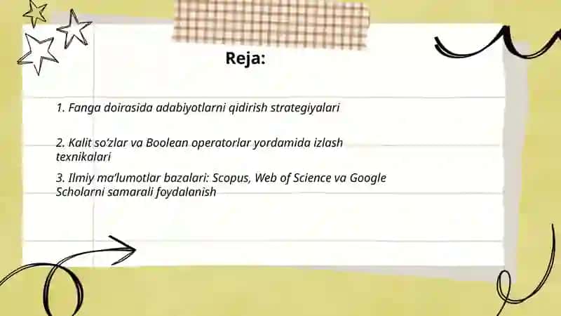 Fanga doirasida adabiyotlarni qidirish strategiyalari 2