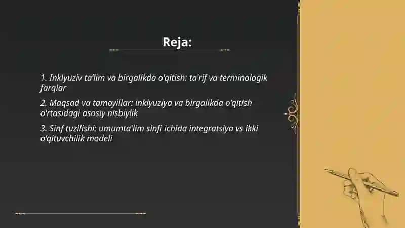 Inklyuziv va birgalikda o'qitish: ularning asosiy farqlarini asoslash 2