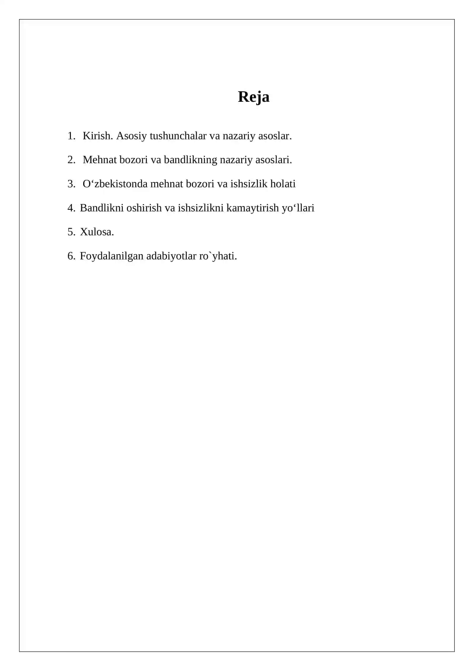 Mehnat bozorini tartibga solish va aholini ish bilan bandligi muammolari 2