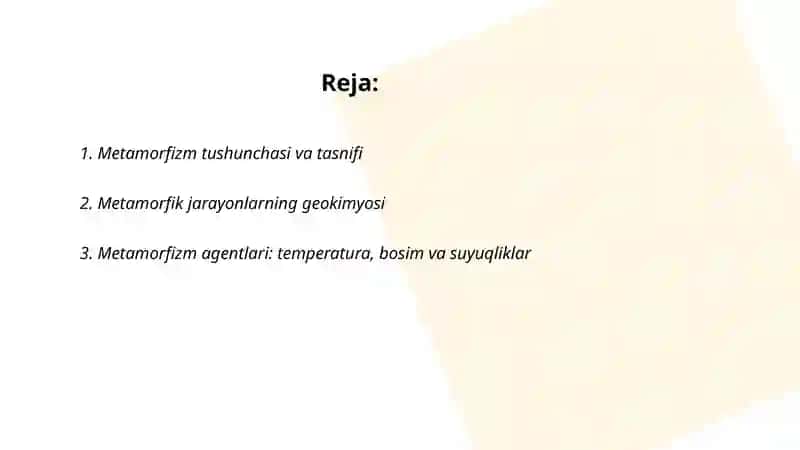 Metamorfik jarayonlar geokimyosi 2