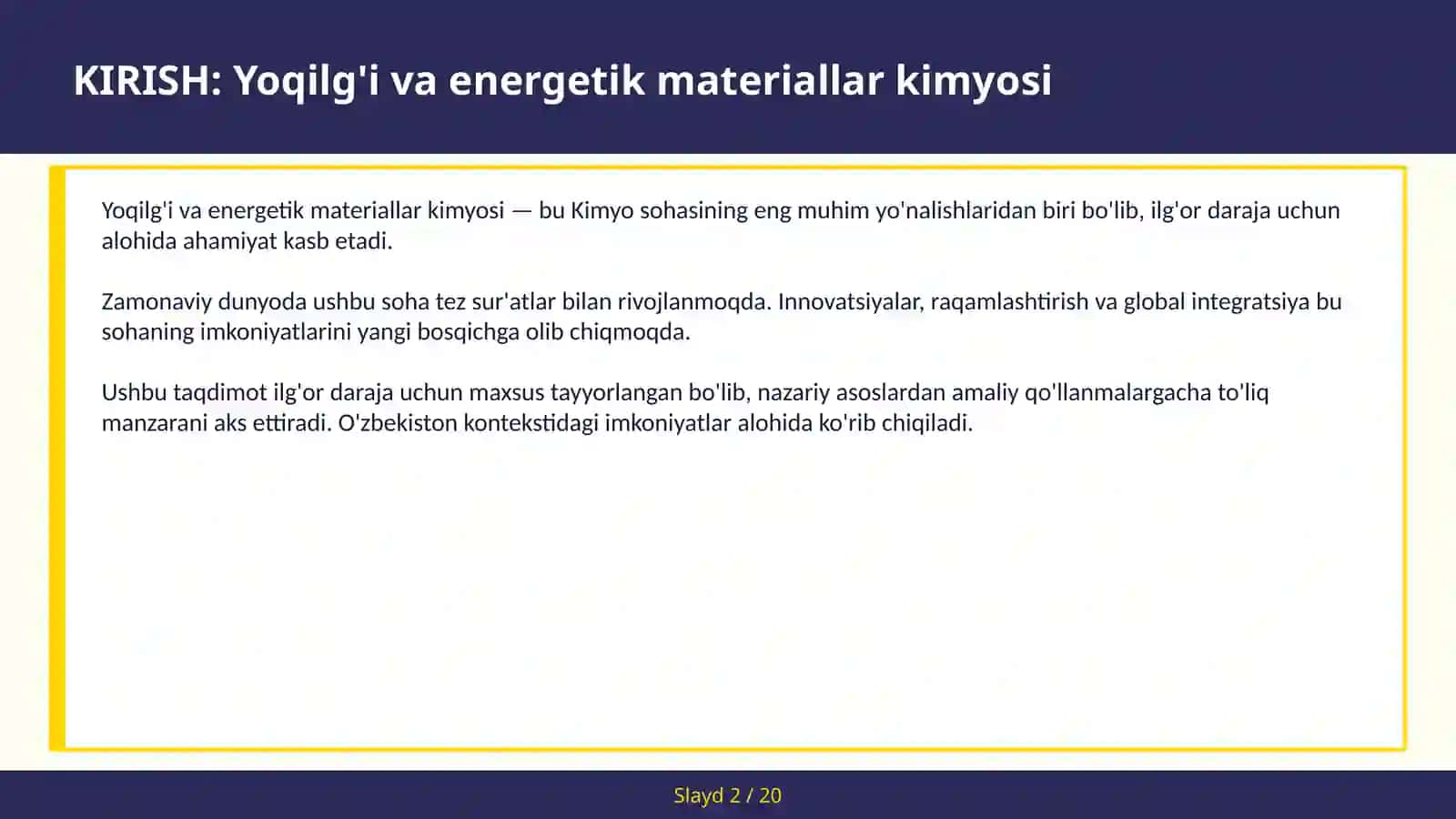 Yoqilg'i va energetik materiallar kimyosi 2