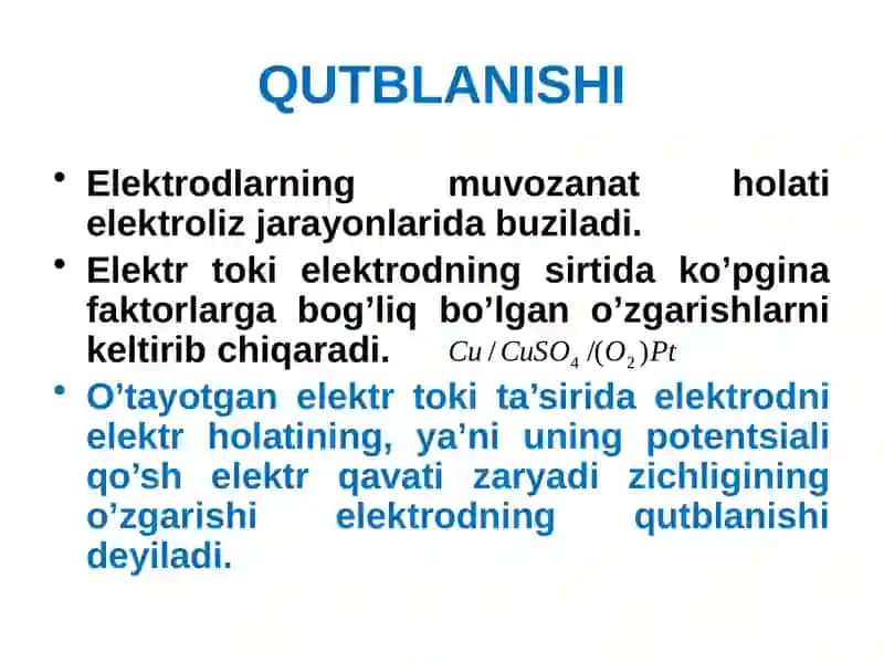 Elektrokimyoviy jarayonlarning kinetikasi 2