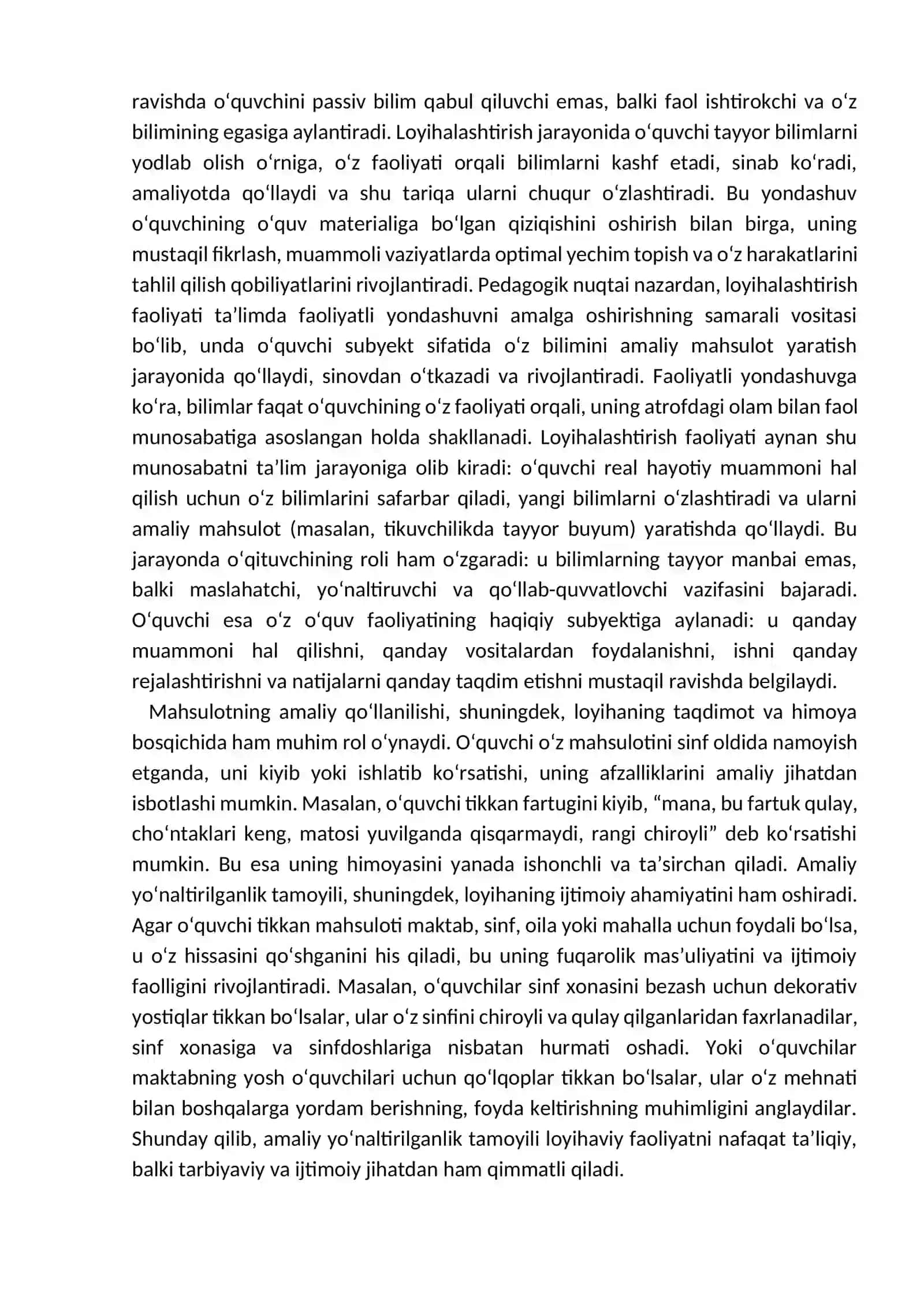 Tikuvchilik mashgʻulotlarini loyihalashtirish asosida mustaqil ishlash kompetensiyalarini shakllantirishning nazariy metodologik asoslari 2