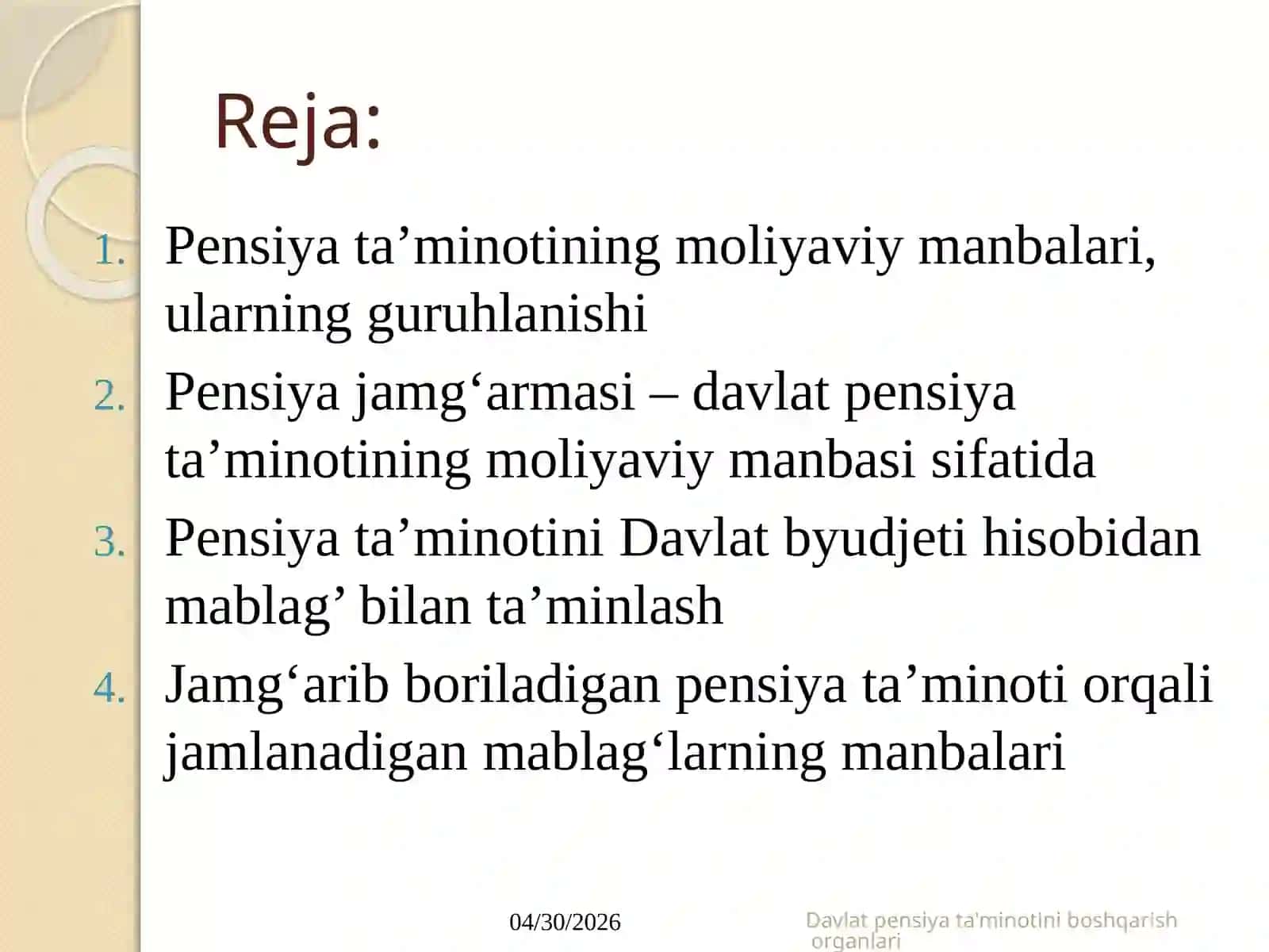 PENSIYA TA’MINOTINI NG MOLIYAVIY MANBALARI 2