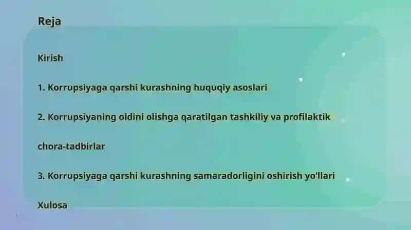 Korrupsiyaning oldini olishga doir chora-tadbirlar tizimi 2