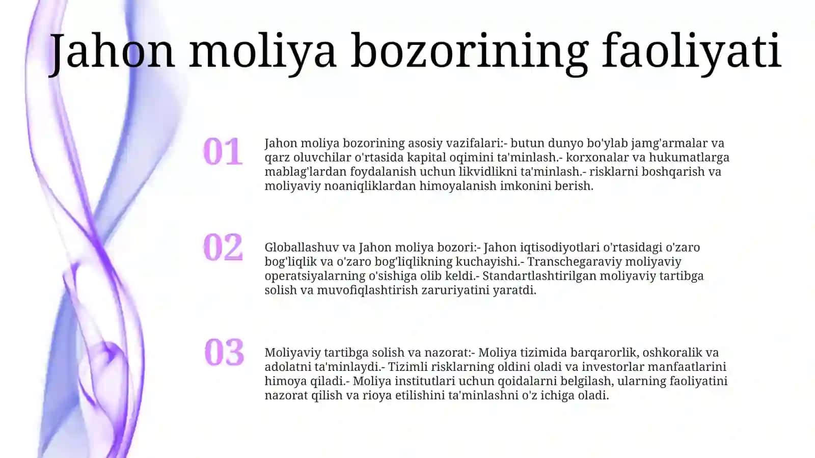 Jahon Iqtisodiyotining Globallashuvi Sharoitida Jahon Moliya Bozori Faoliyati Va Maqsadlari Va Moliyaviy Tartibga Solish Haqida 2