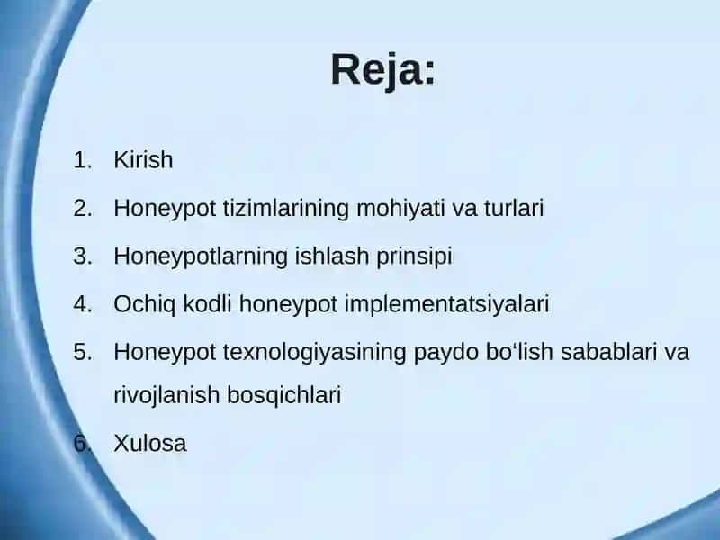 Honeypot tizimlari va ularning ochiq kodli implementatsiyalari 2