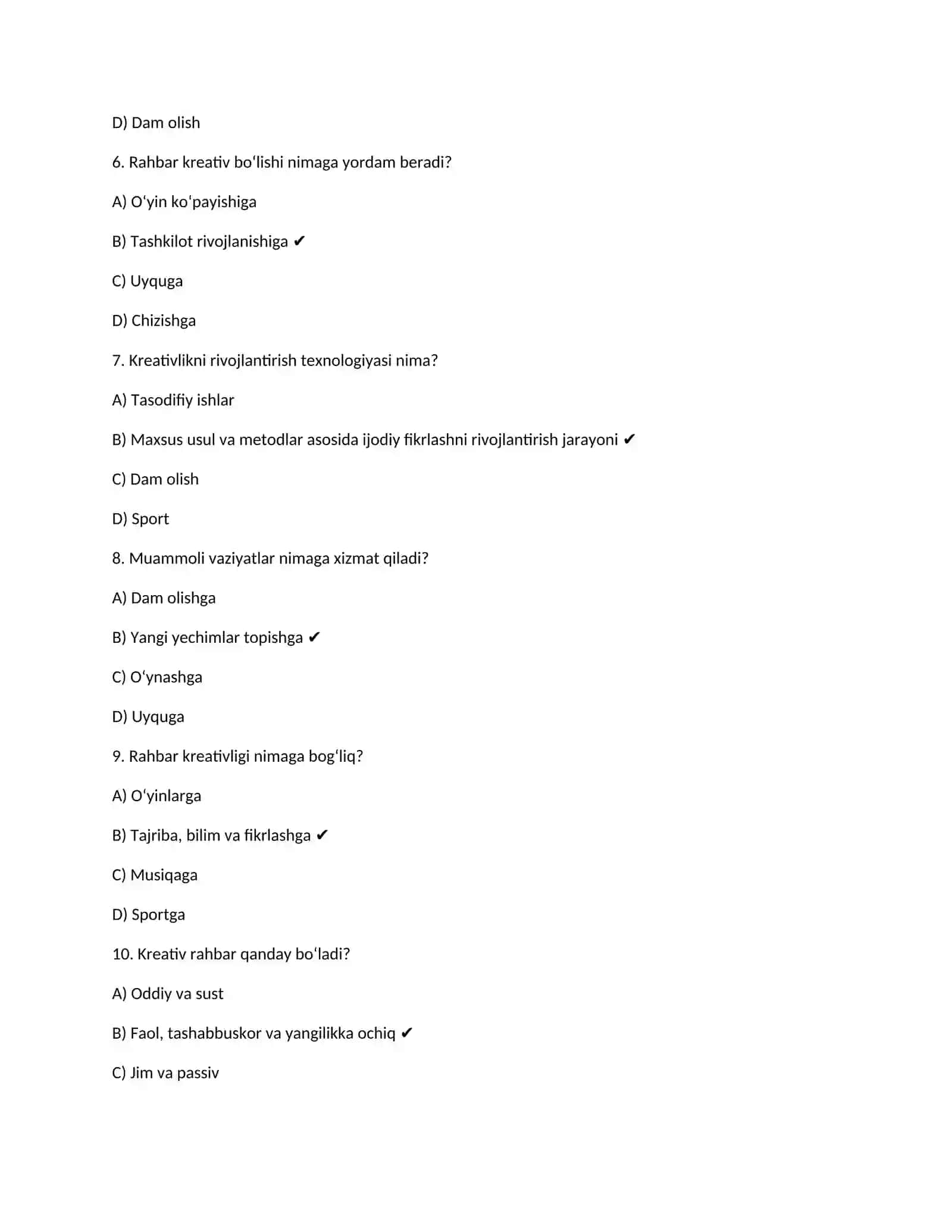 Bo‘lajak rahbarlarning kreativ malakasini oshirish texnologiyasi 2