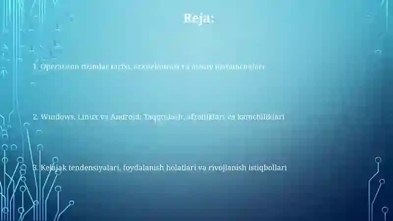 Operatsion tizimlar Windovs Linux Android 2