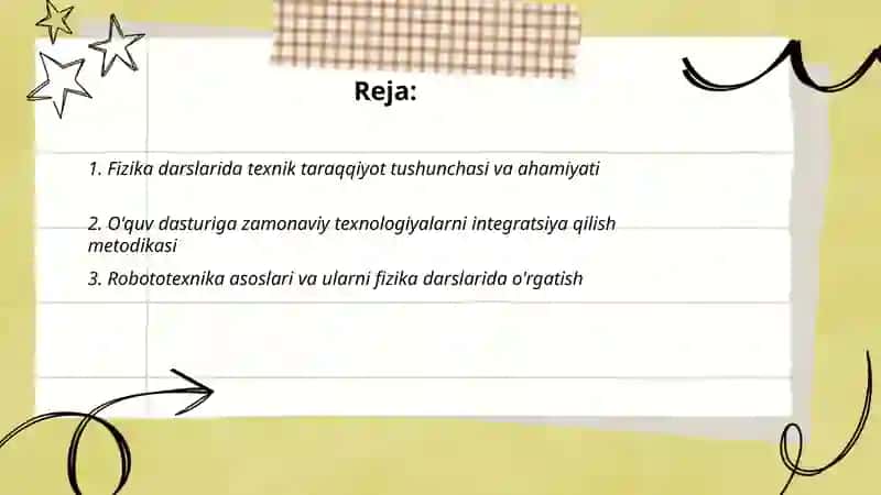 Fizika darslarida texnik taraqqiyot yo‘nalishlarini o‘rganish 2