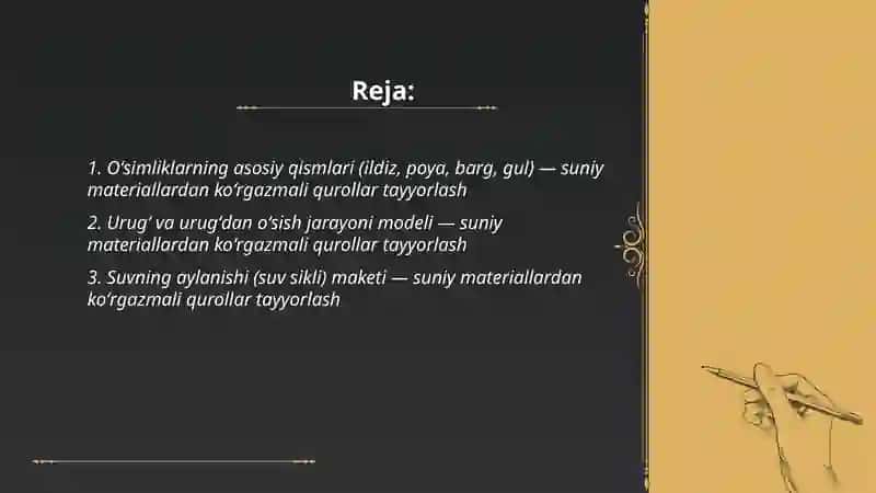 Tabiatshunoslik fanidan mavzular boʻyicha suniy materiallardan koʻrgazmali qurollar tayyorlash 2
