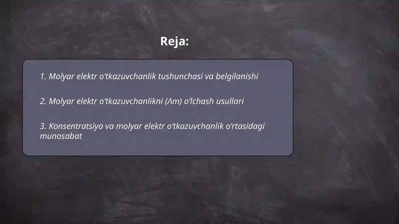Molyar elektr o‘tkazuvchanlik tushunchasi va uning ahamiyati 2