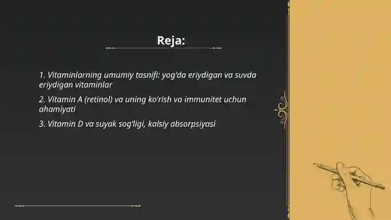 Vitaminlar va ularni organizm uchun ahamiyati 2