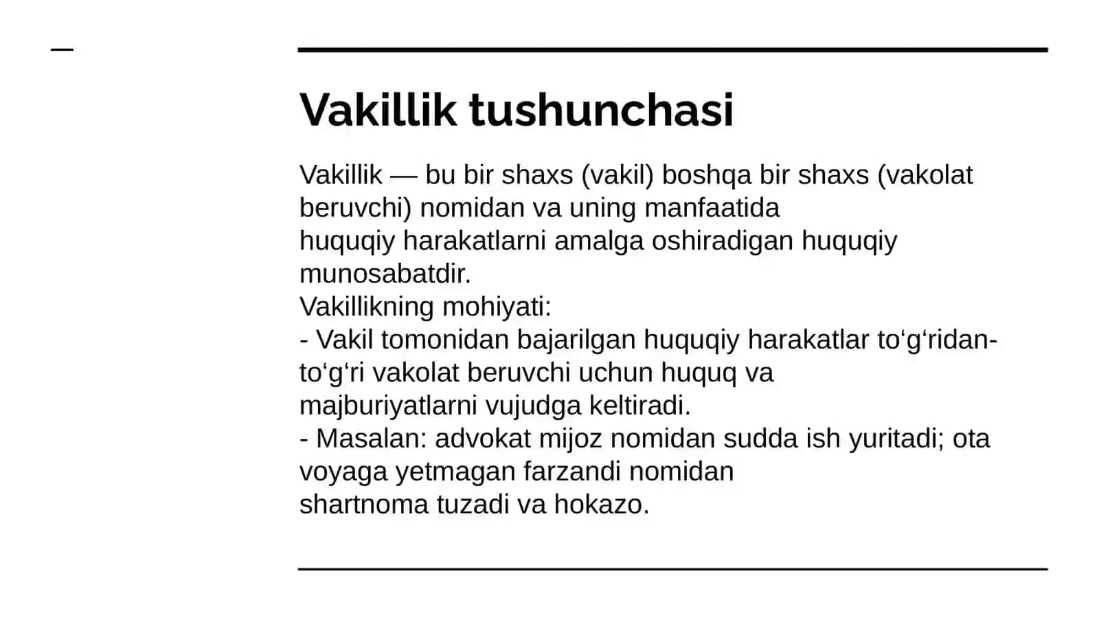 Vakillik va ishonchnoma 2