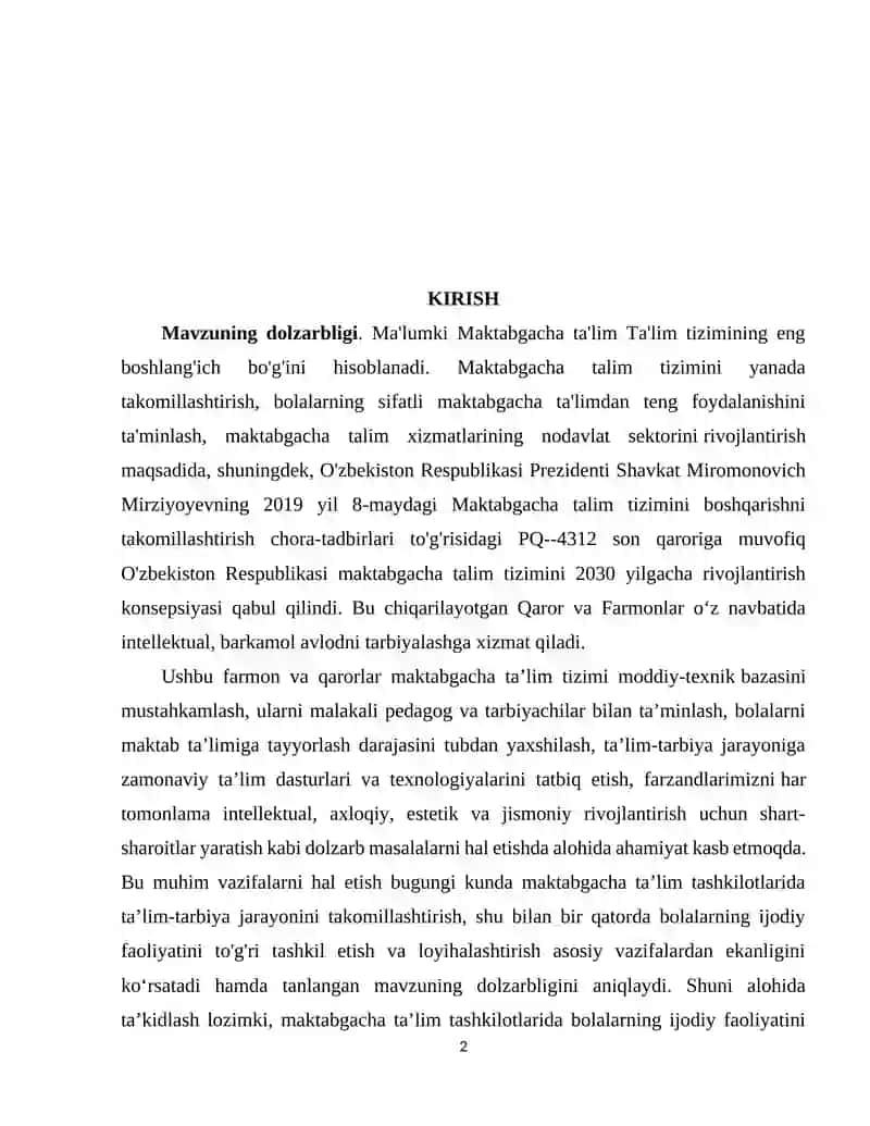 Maktabgacha yoshdagi bolalarni tasviriys qobiliyatini ijodkorligini rivojlanganlik darajasini aniqlash 2