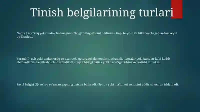 Tinish Belgilari 2