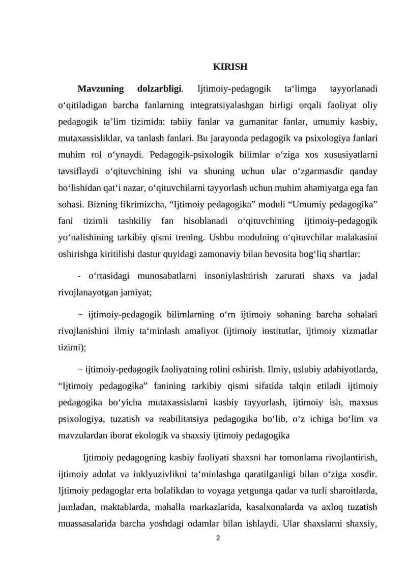 Ijtimoiy pedagog kasbiy faoliyatining o‘ziga xosligi 2