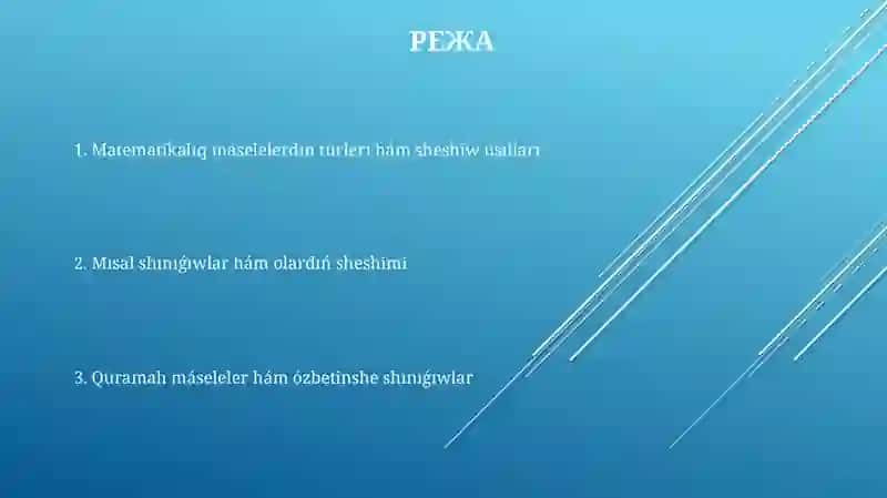 Matematikaliq maseleler hám tapsirmalar 2