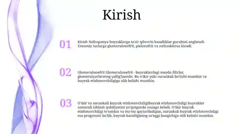 Nefropatiya, Glomerulonefrit, OʻTkir Va Surunkali Buyrak Yetishmovchiligi, Pielonefrit, Nefrotserroz 2