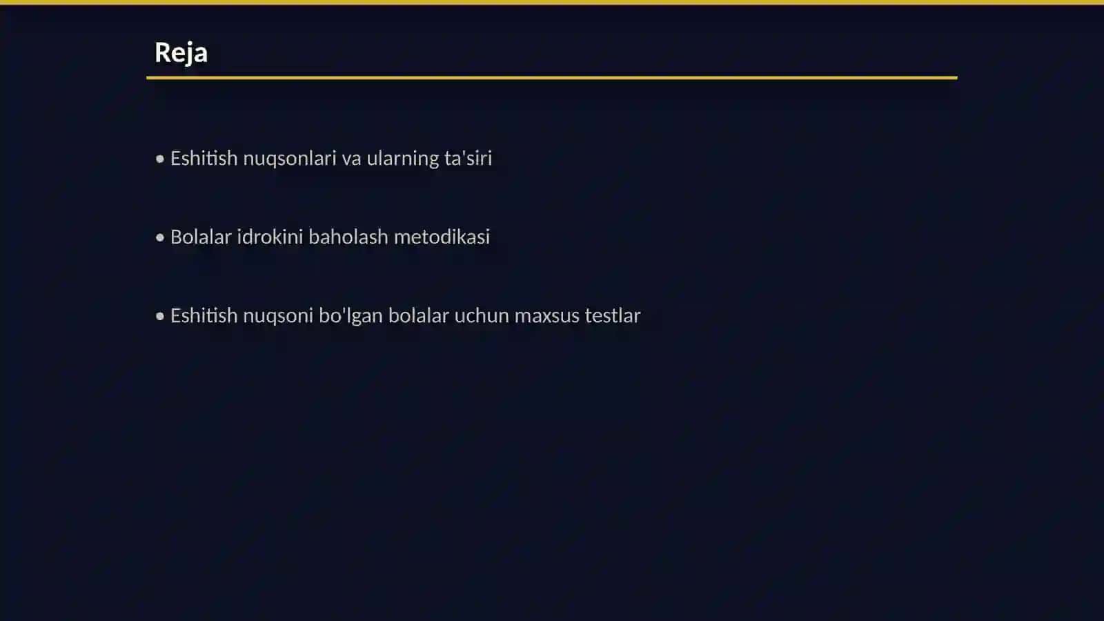 Eshitishida nuqsoni boʻlgan bolalar idrokini tekshirish metodikalari bilan tanishish 2