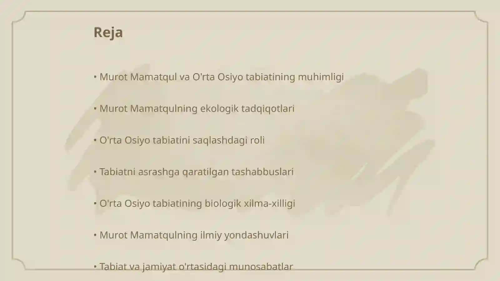 Murot Mamatqul O'rta Osiyo tabiatiga qowgan hissasi 2