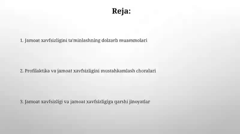 Jamoat xavfsizligi va jamoat xavfsizligiga qarshi jinoyatlar 2