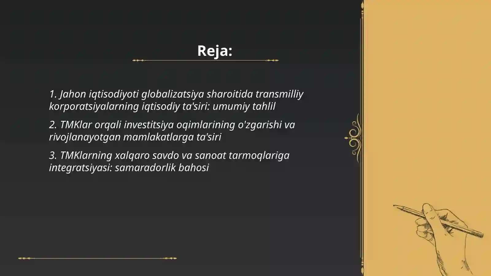Jahon iqtisodiyoti glaballashuv sharoitida TMK lar: tahlil va ular faoliyatining baholanishi 2