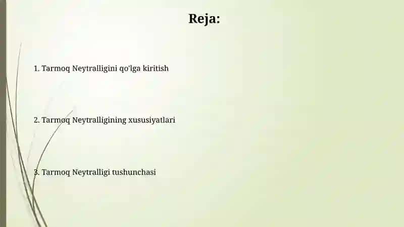 Tarmoq Neytralligining xususiyatlari 2