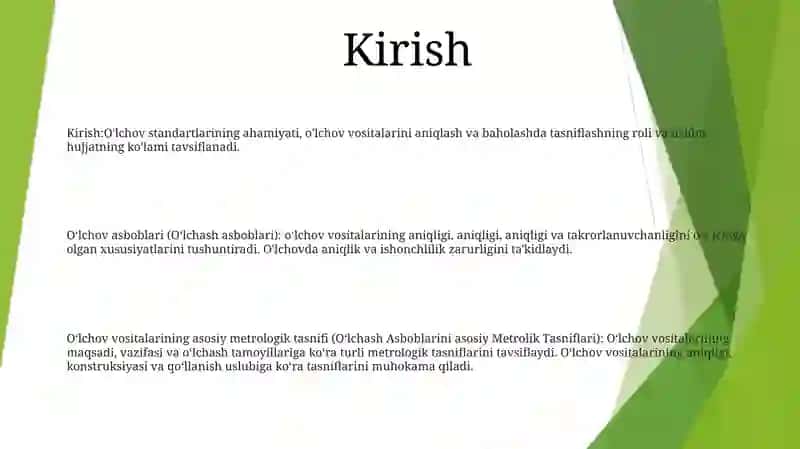Olchash Asboblarini Aniqlik Klaslari Olcash Asboblarini Ososiy Metrolik Tasniflar 2