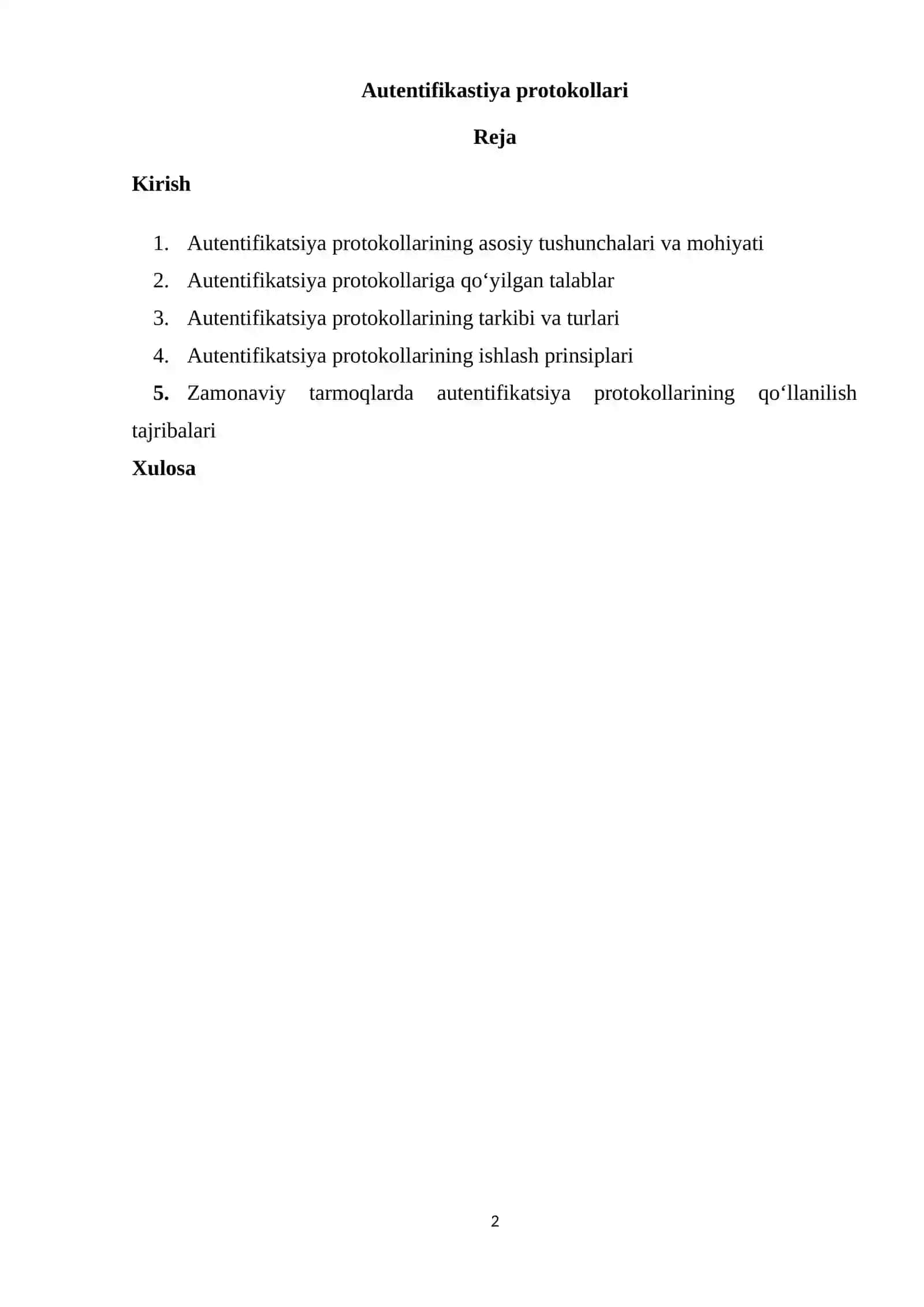 Autentifikatsiya protokollari 2