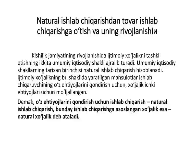 TOVAR-PUL MUNOSABATLARI-BOZOR IQTISODIYOTINING ASOSI 2