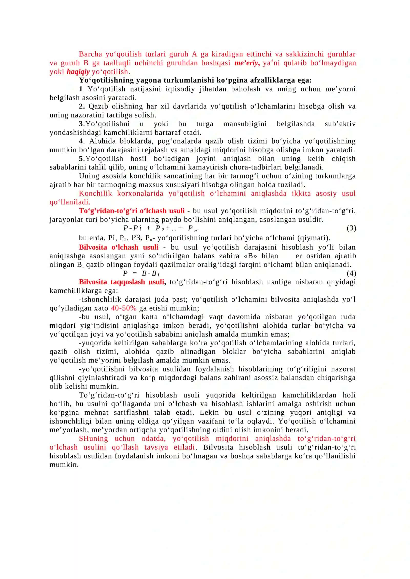 Yo‘qotilishni hisobga olish va ularni turkumlash (tasniflash) 2
