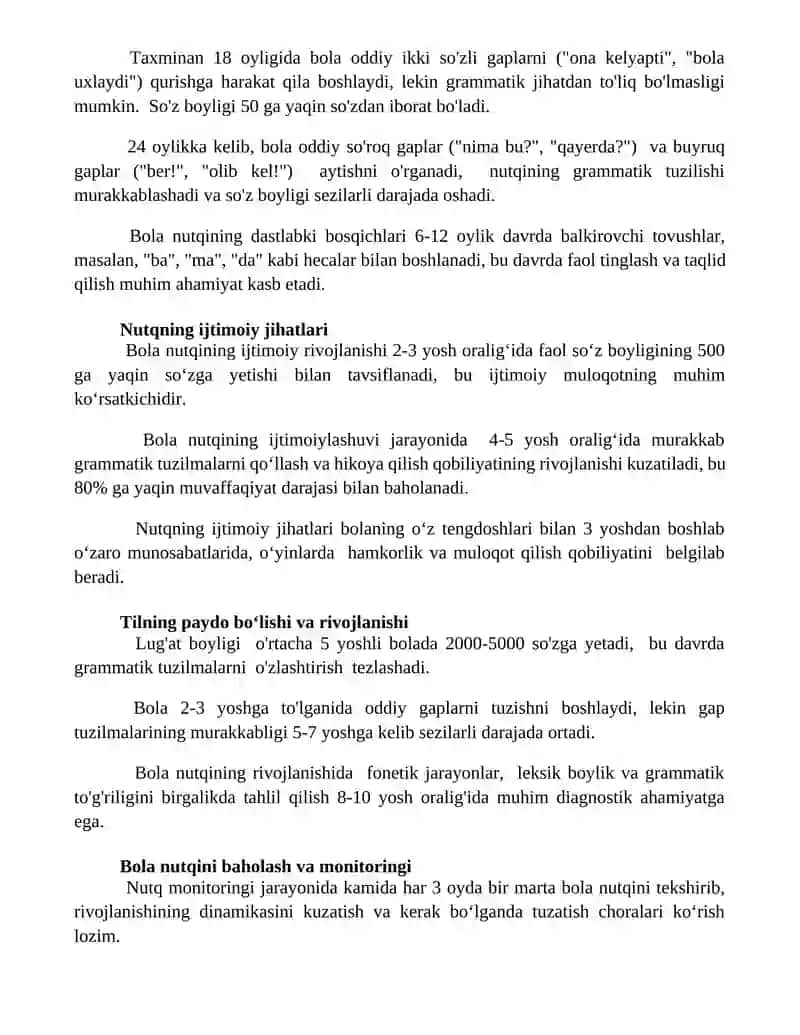 Bola nutqining rivojlanishi 2
