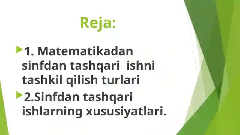 Matеmatikadan sinfdan tashqari ishni tashkil qilish turlari 2