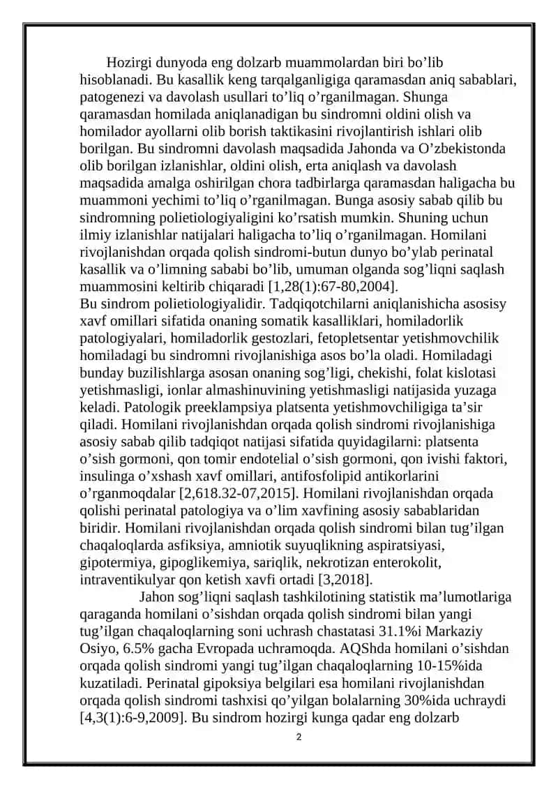 Homilani rivojlanishdan orqada qolish sindromi 2