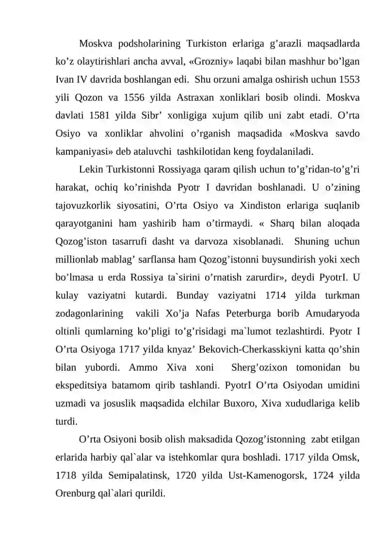 Turkistonning Chor Rossiyasi tomonidan bosib olinishi. 2