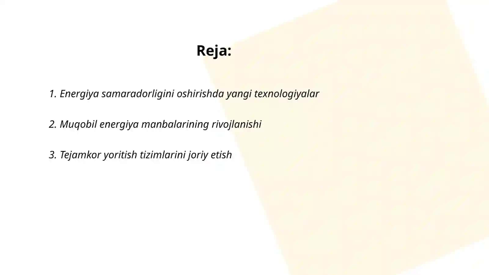 Energiyani tejash va energiya samaradorligini oshirish choralari 2
