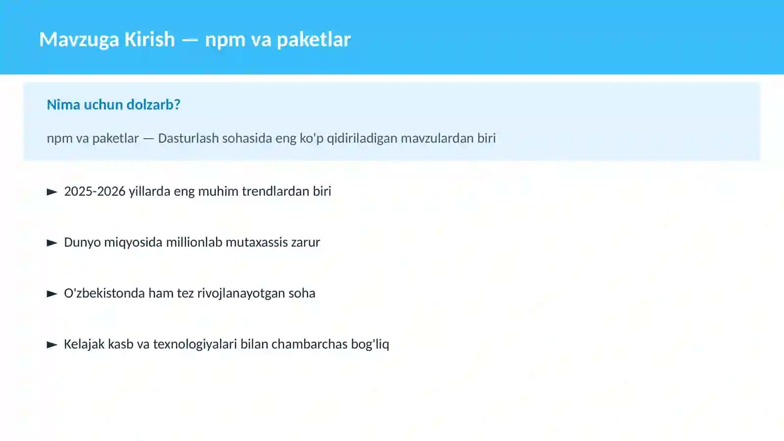 DASTURLASH | JAVASCRIPT VA WEB 2