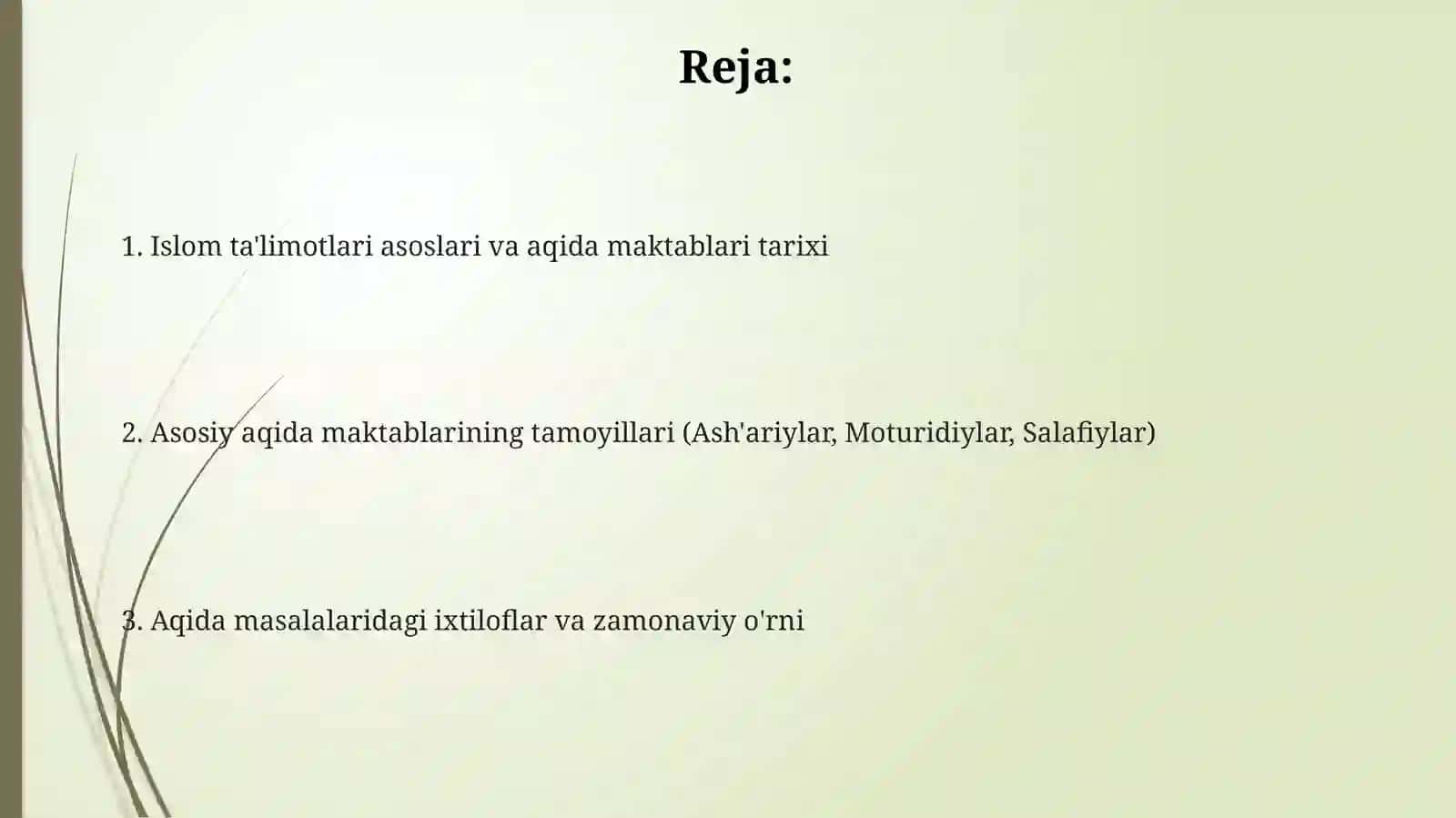 Islom ta'limoti va aqidaviy yo'nalishlari 2