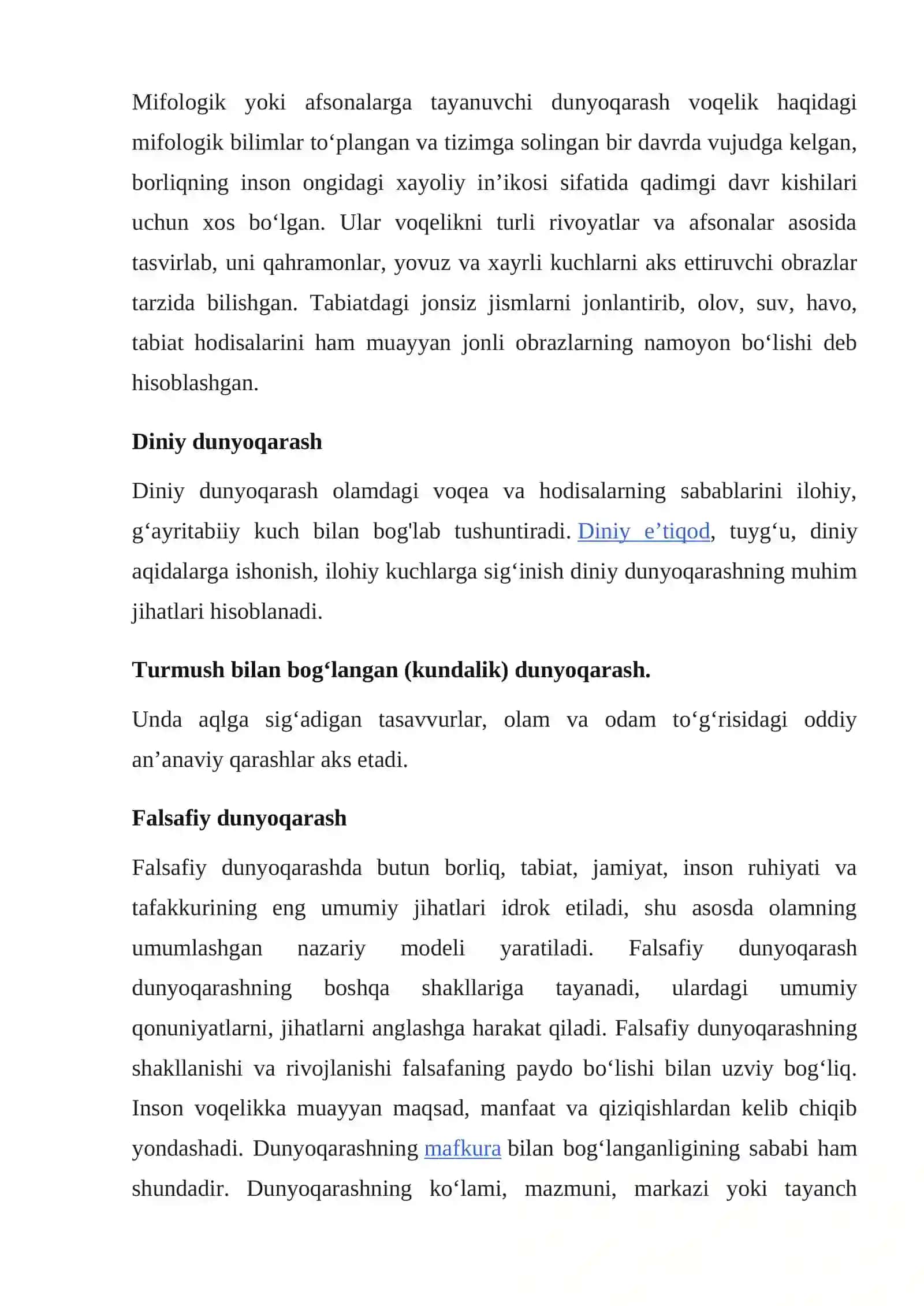 Dunyoqarashning mohiyati, tuzilishi va asosiy funksiyalari 2