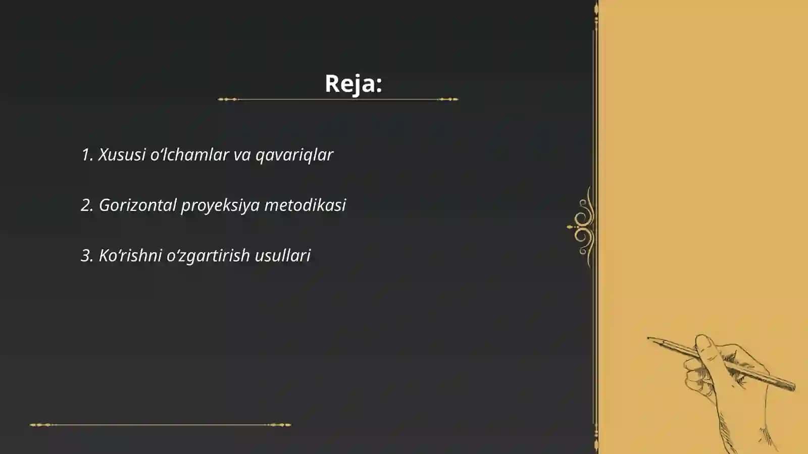 O‘lchangan qiya chiziqning hizontal quyilishini aniqlash 2