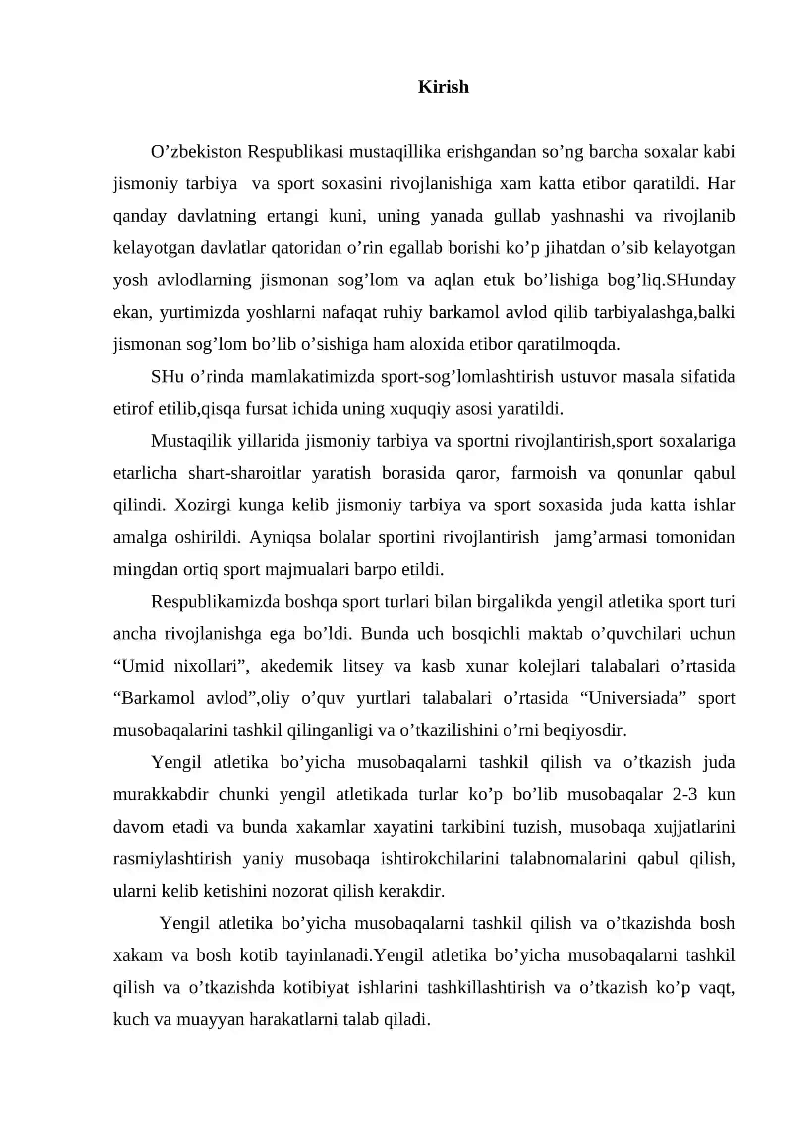 Ta`lim muassalarida yengil atletika mashg'ulotlarini tashkil qilish va o'tkazish 2